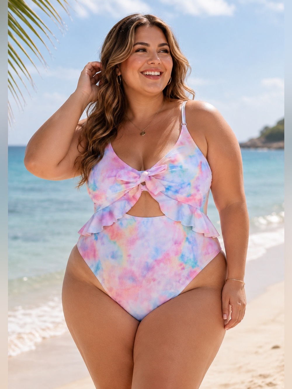 NWT Hurley One-Piece Cut Out Tie Dye Lined Swimsuit 3X
